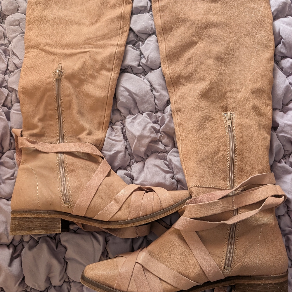 Women's Tan Knee-High Boots - Picture 2 of 10